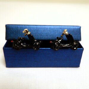 Brand New Chromed & Enameled Vespa/Lambretta Style 3D Cufflinks Case, Silver